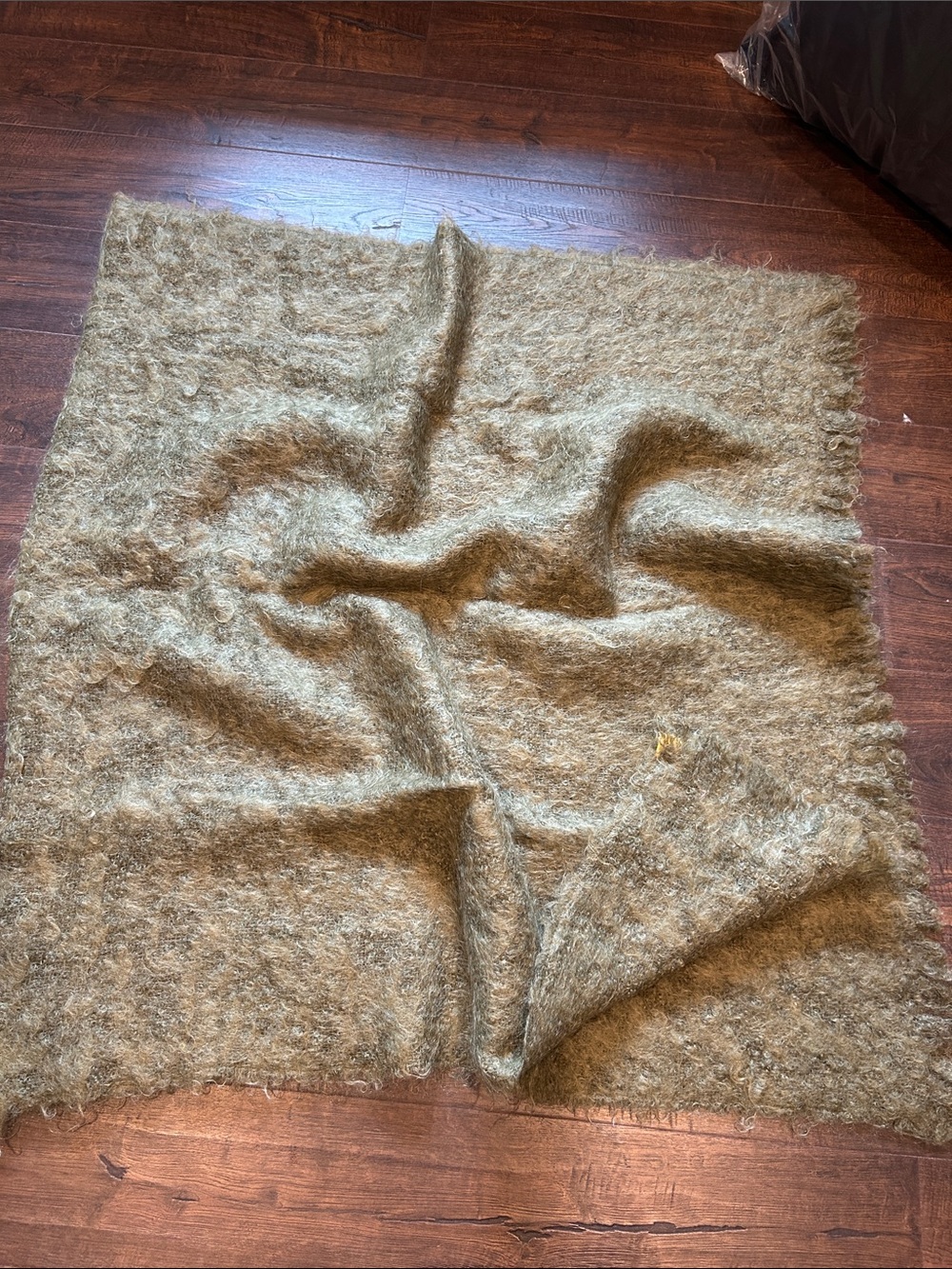 Olive green mohair throw